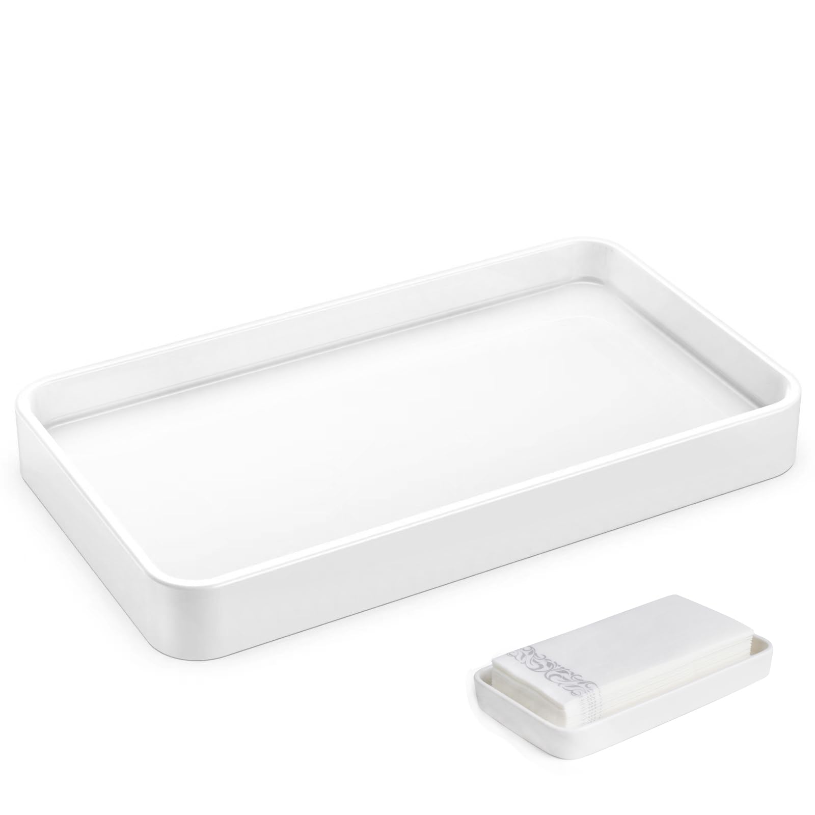 Gurygo 10'' Countertop And Vanity Tray - Soap Dispenser Tray - Bathroom Tray - Kitchen Tray For Soap Bottles - Ceramic Vanity Tr
