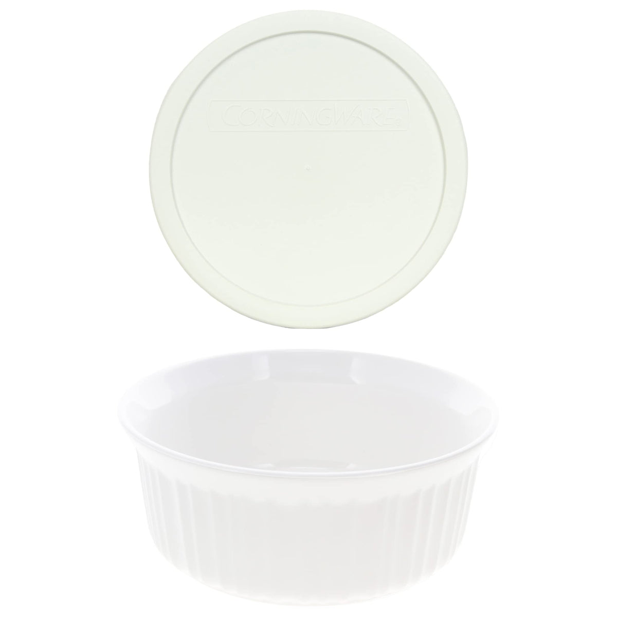 Corningware Fs5 1.5Qt Round French White Casserole Bowl And F-5-Pc Plastic Lid