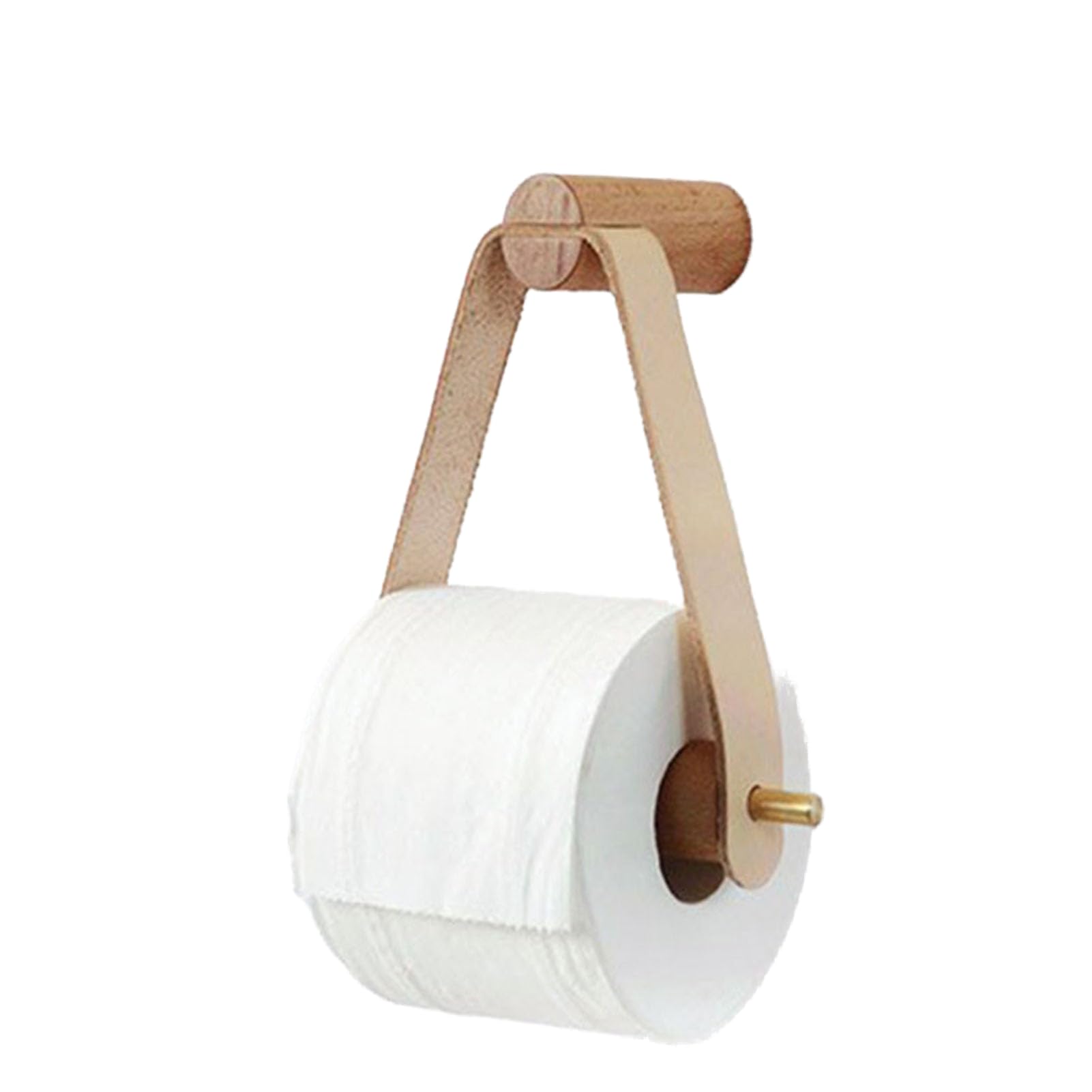Wood & Leather Wall Toilet Paper Holder, Rustic Tissue Rolls Paper Holder Wall Mounted, Graceful And Natural Bathroom Accessorie