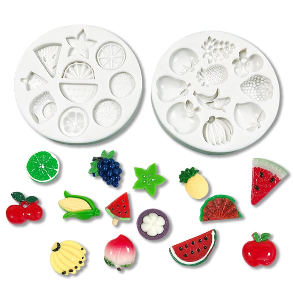 Cestony 2Pcs Mini Fruit Watermelon Banana Strawberry Lemon Kiwi Tangerine Slice Shape Silicone Molds For Diy Cake Fondant Biscui