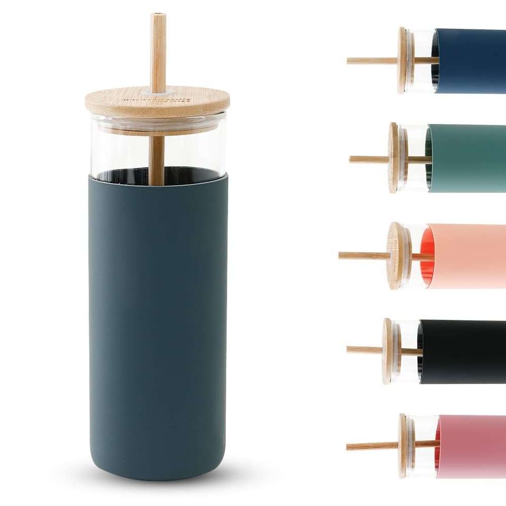 The Better Home Glass Water Bottle 1000Ml | Leak-Proof Sipper For Gym, Office, Travel | Anti-Slip Silicone Sleeve For Better Gri