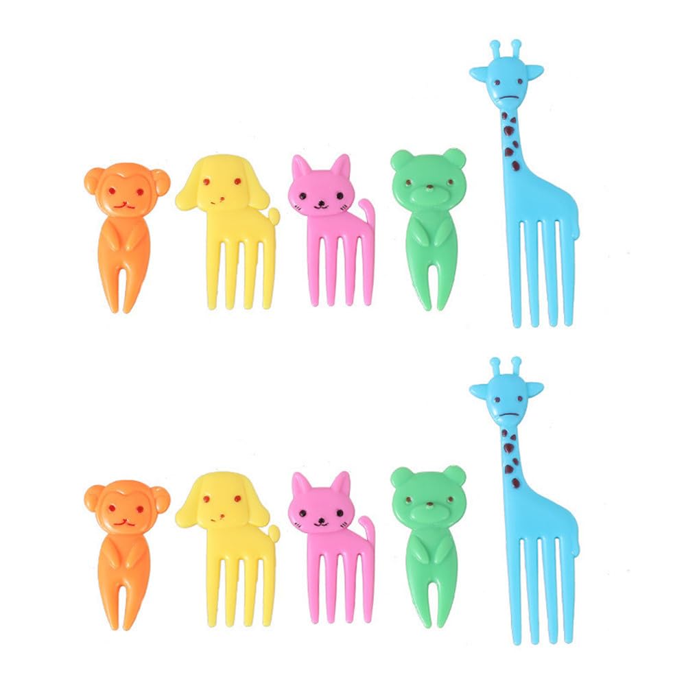 Kofati 10 Pcs Food Fruit Fork Picks For Kids Cute Animals Bento Box Decor Forkscake Little Forks Dessert Forks Mini Cartoon Toot