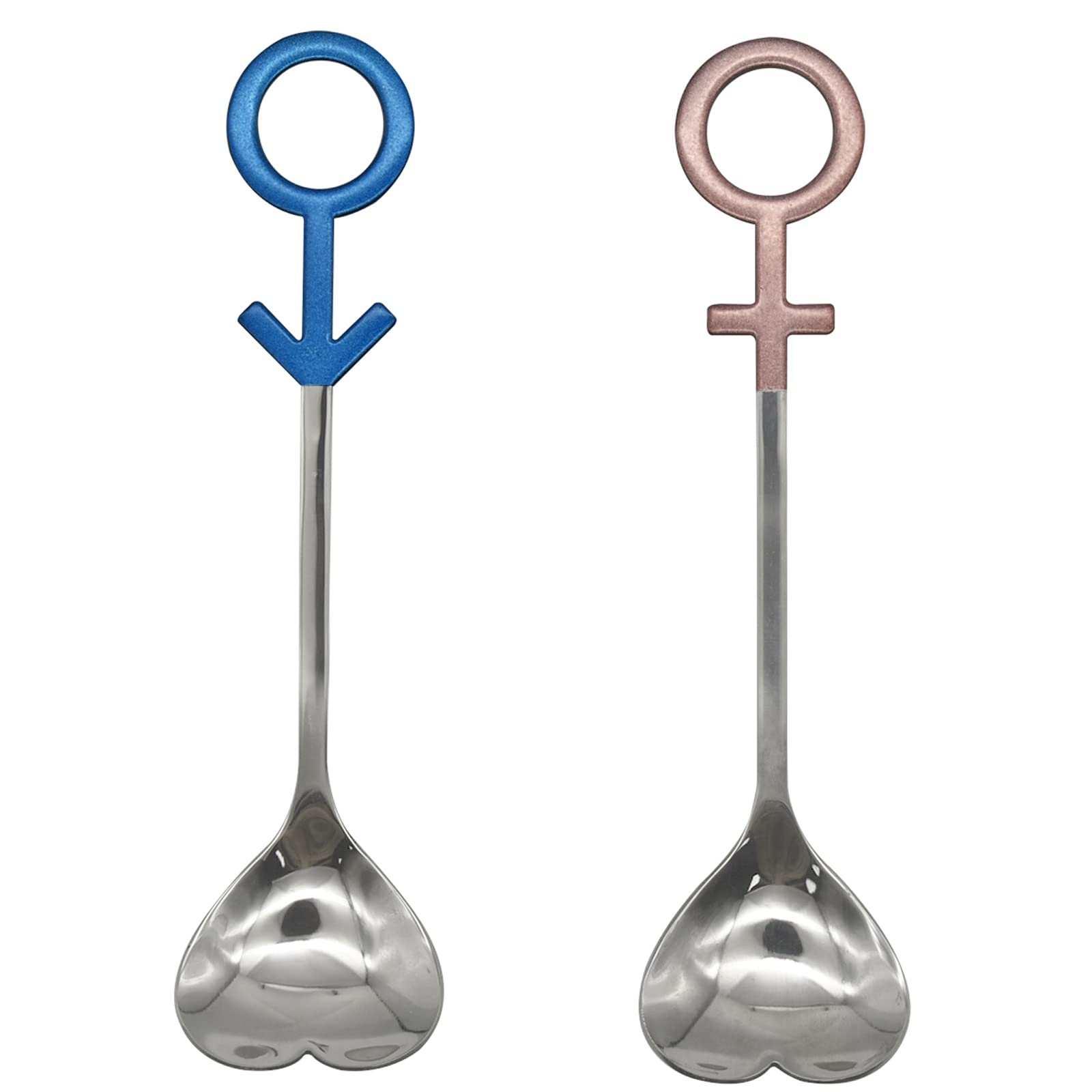 Pinenjoy 2Pcs Heart Shaped Dessert Spoon 18/10(304) Stainless Steel Couple Spoon With Decortive Handle 6.1Inch Sugar Spoon For C