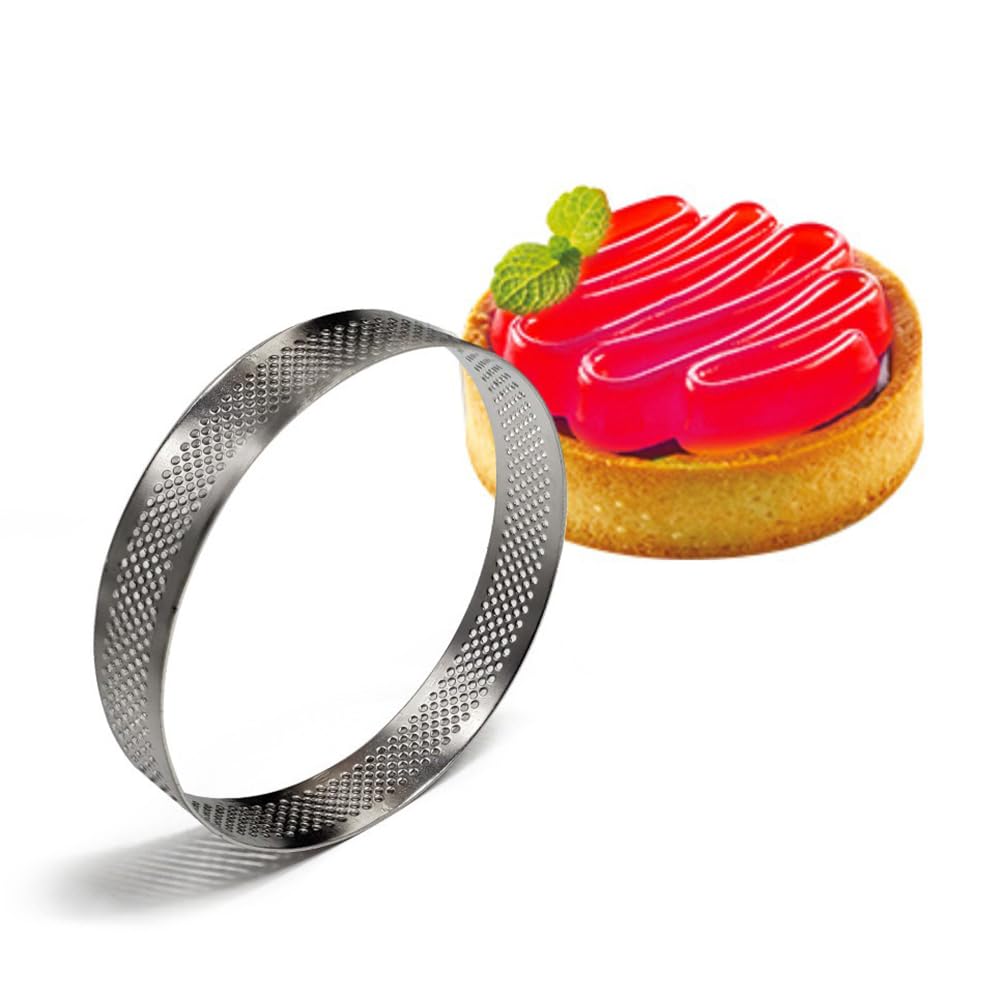 Hemoton 2.55 Inch Round Tart Ring Mold Stainless Steel Baking Tool for Cheesecake Mousse Pastry Tart Shells and Small Pies with 