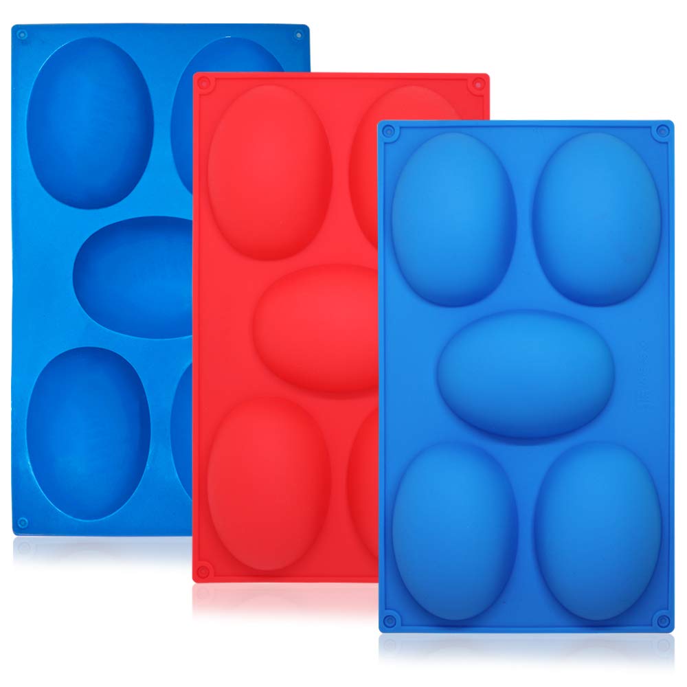 3 Packs 5 Cavities Easter Eggs Silicone Mold,findTop Baking Mold Cake Pan, Biscuit Chocolate Mold, Ice Cube Tray, Soap Mold