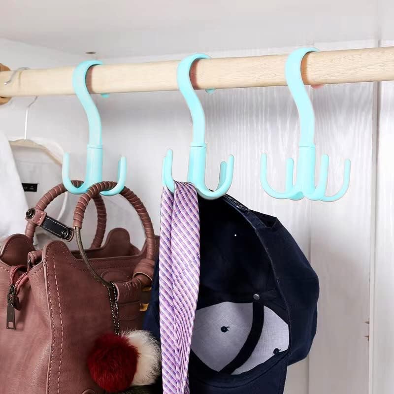 Jialto 4 Pcs Multi-Function 360 Degree Rotatable 4 Claw Hook Closet Hanging Organizer Hangers For Closet Organizer, 360 Degree R