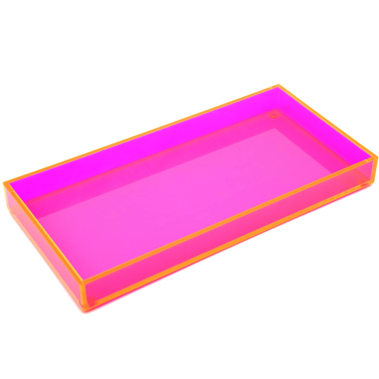 Acrylic Tray For Vanity Makeup Perfume Jewelry 12X6'' Small Decorative Tray For Bathroom Dresser Tops Candle Sink Counter, Neon