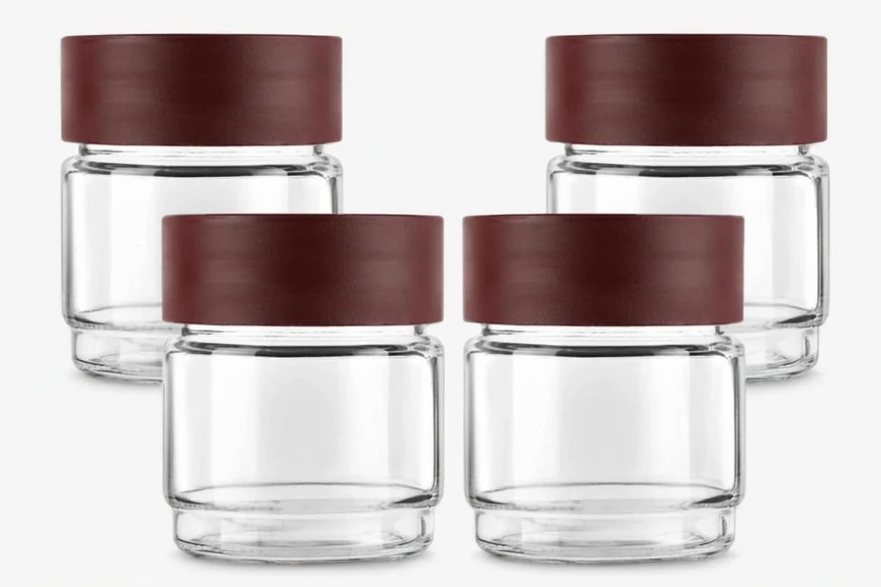 Priva Stacky Glass Storage Container | Glass Jar 500Ml | AirTight Plastic Lid Kitchen Storage Container | Stackable | For Food,
