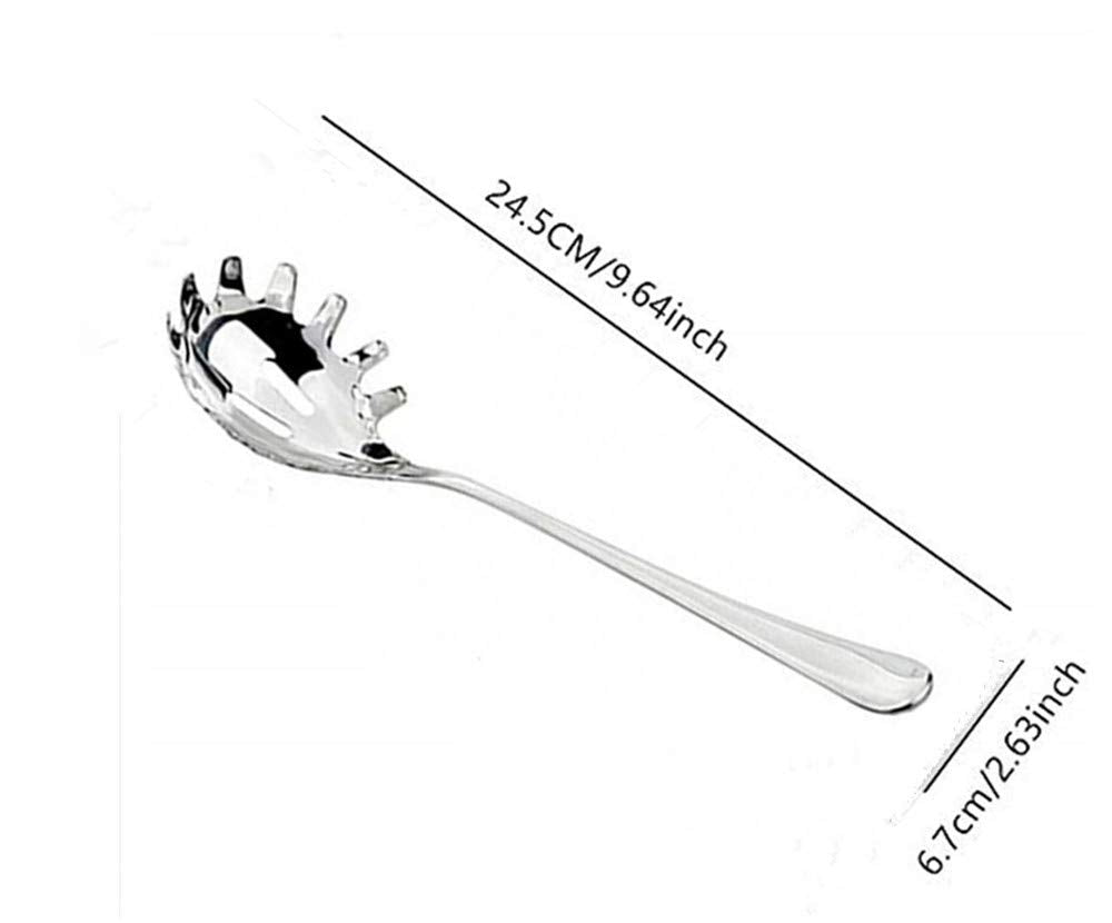 Spaghetti Server Pasta Fork Noodle Serving Spoon Drains Serves Set 9.8-Inch Stainless Steel Comfortable Grip Design Spaghetti Se