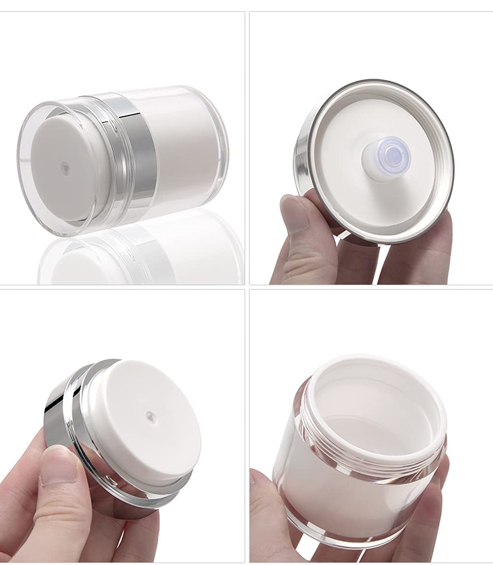 Wresty 2 Pack Airless Cosmetic Container Empty Acrylic Air Pump Jars Travel Vacuum Bottle Airless Cream Lotion Sample Containers