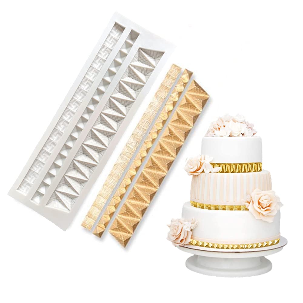 Cestony Cake Border Decoration Silicone Molds Flower Lace Grid Texture Embossing Mat Band Silicone Imprint Mold For Diy Cake Fon