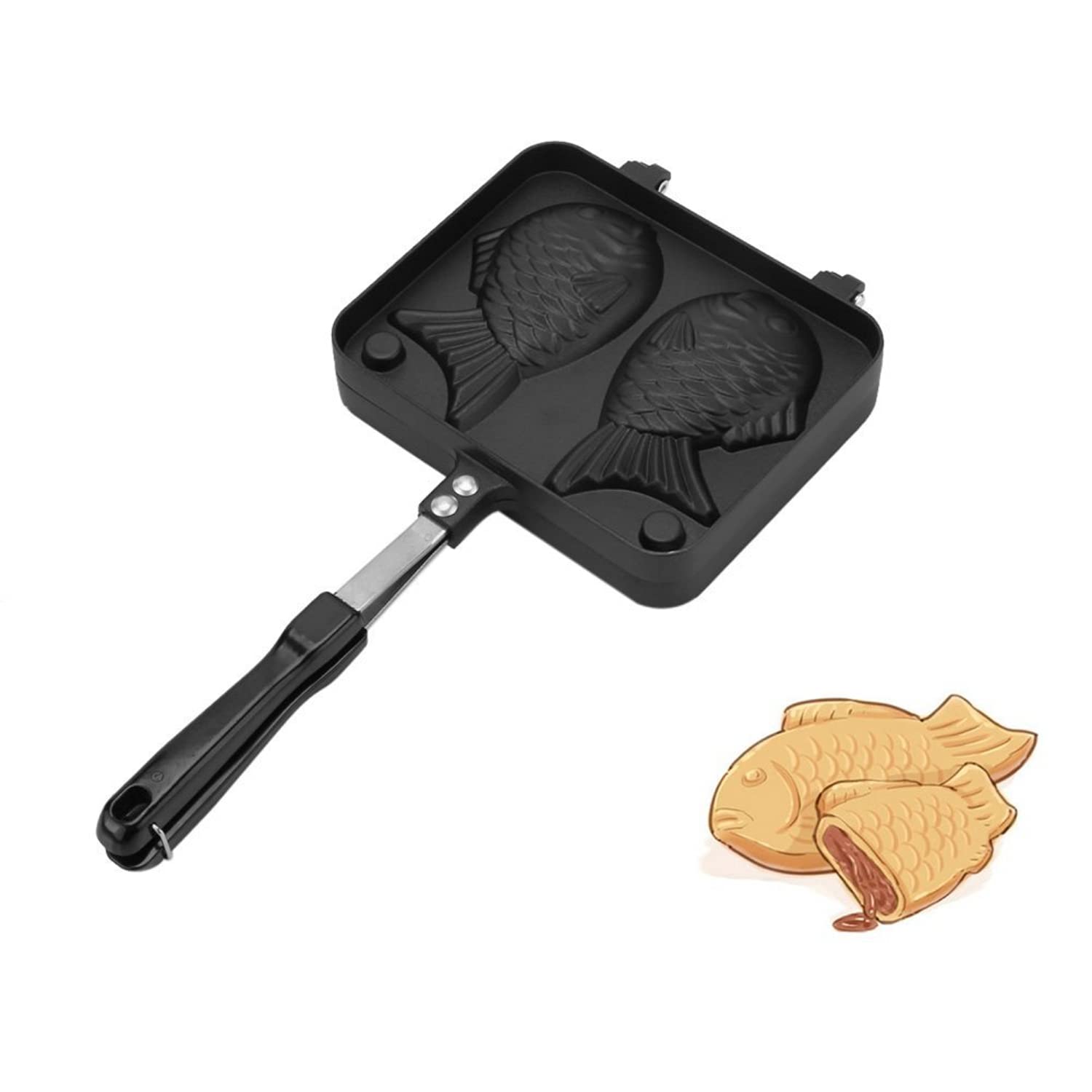 Japanese Double Pan, Nonstick Fish-Shaped Pancake Waffle Maker Egg Bubble Pan Aluminum Alloy Baking Plate For Home Kitchen Use (