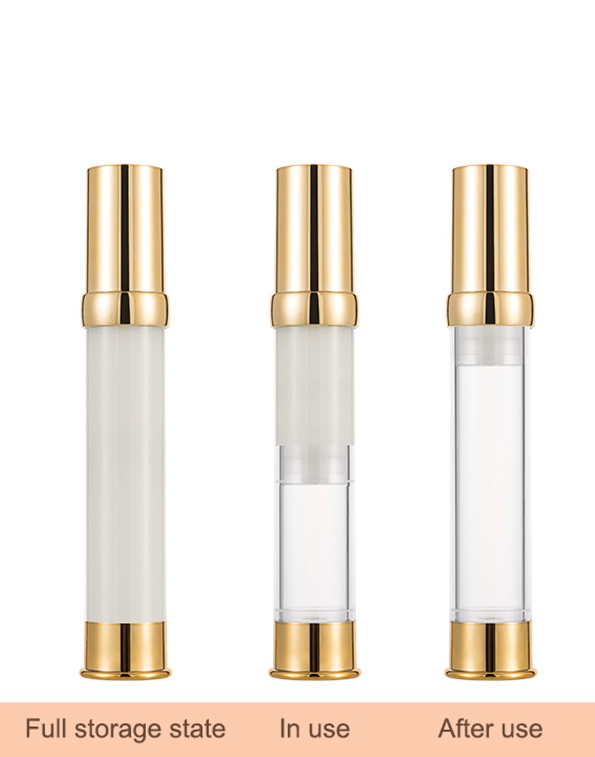 Golden Airless Pump Bottle Travel Set With Box Refillable Empty Cosmetic Pump Bottle Vacuum Bottles For Liquids Such As Hand Soa