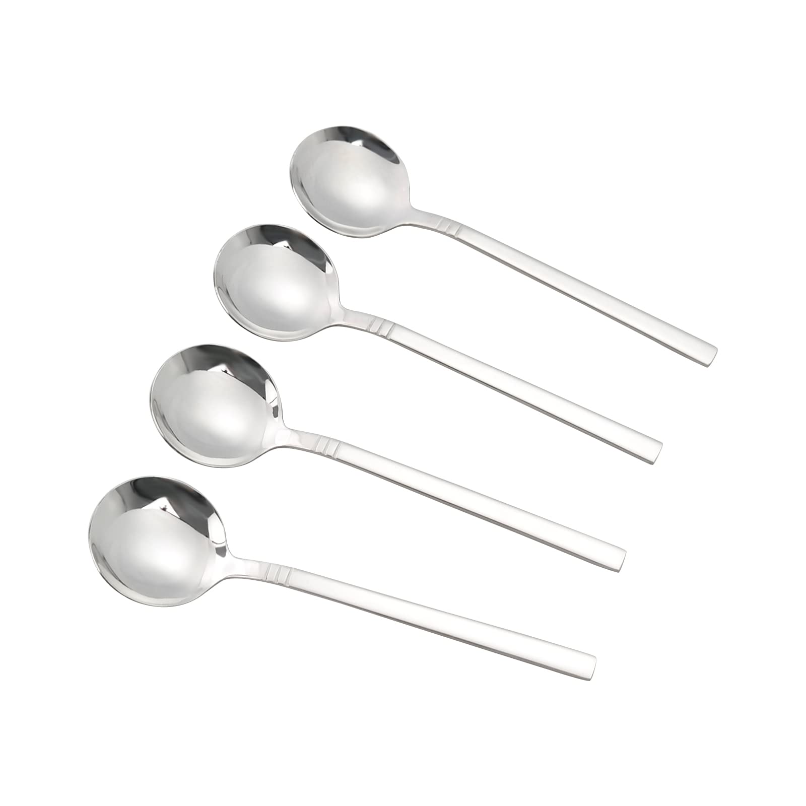 Lesbin Stainless Steel Soup Spoons, 12-Piece Round Bouillon Spoon