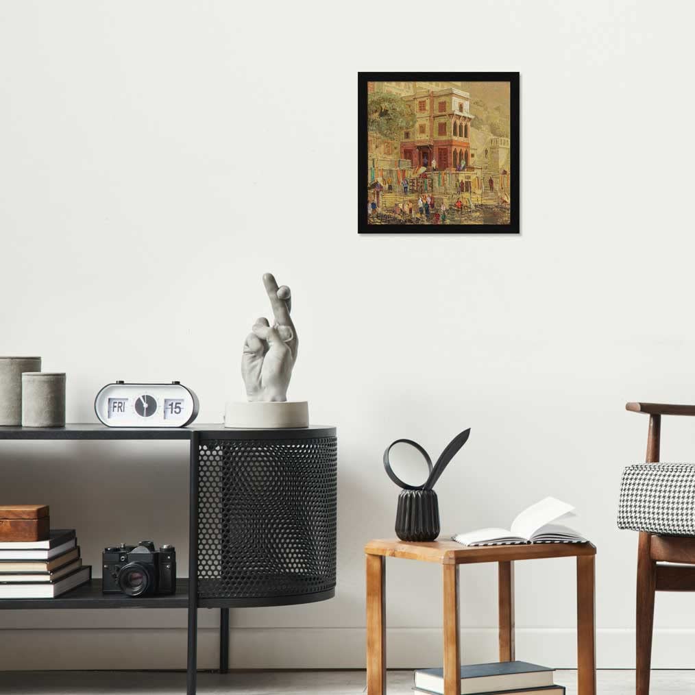 Puja Jitesh Arts Wall Painting For Home Decoration Paintings For Living Room Decor Beautiful Abstract Art Varanasi Ghat Spiritua