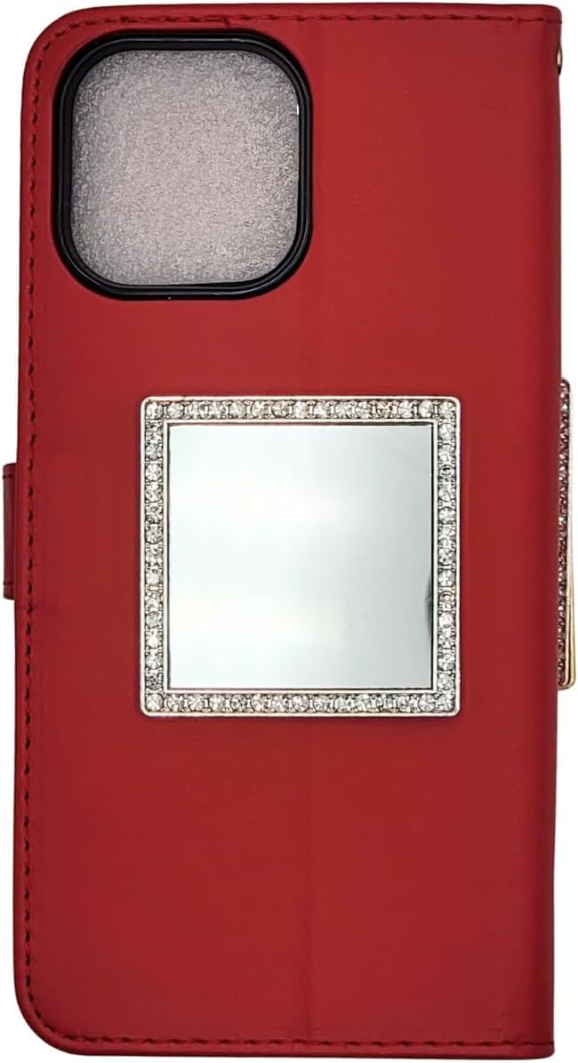 Wireless City Diamond Bling Makeup Mirror For Phone Case - Silver, Stick-On Vanity Mirror With Cubic Zirconia Stones, Universal