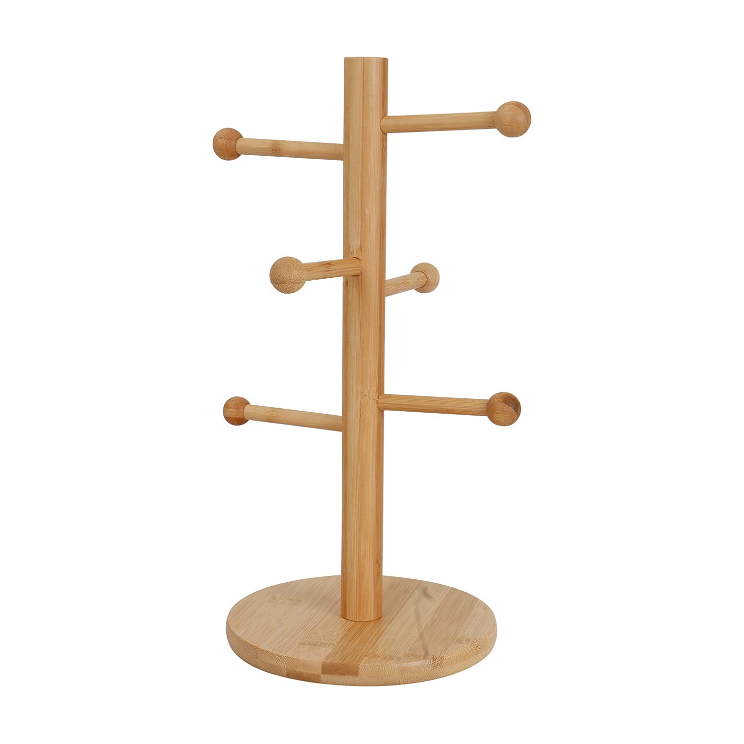 HOKIPO Wood EcoFriendly Bamboo Mug Holder Stand For Kitchen Counter Dining Table Mug Organizer, 35 X 16.5 Cm (Ar3564), Bamboo
