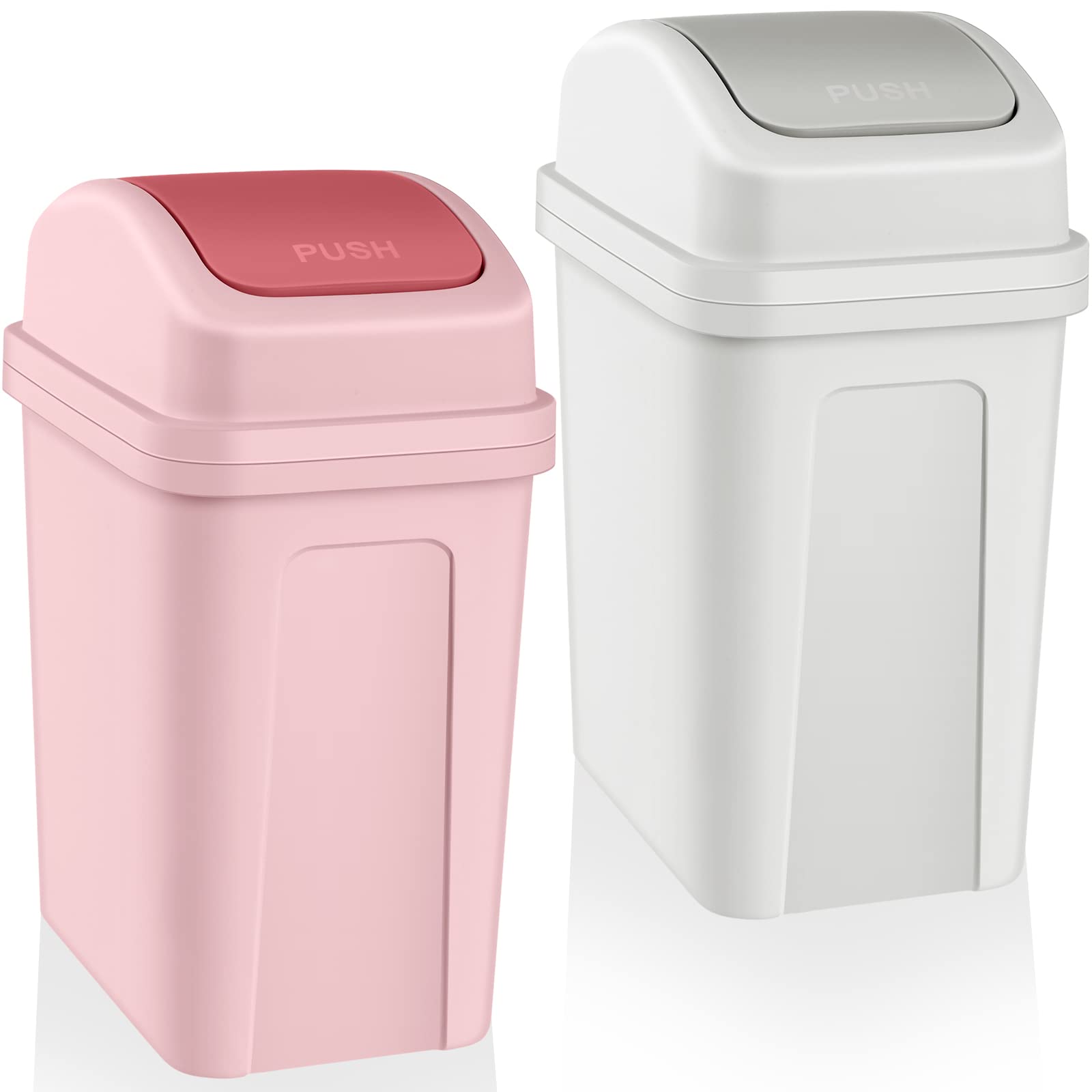 Sumind 2 Pcs Bathroom Trash Can With Swing Lid Small Garbage Can Plastic Bathroom Trashcan Garbage Bin For Kitchen Waste Bedroom