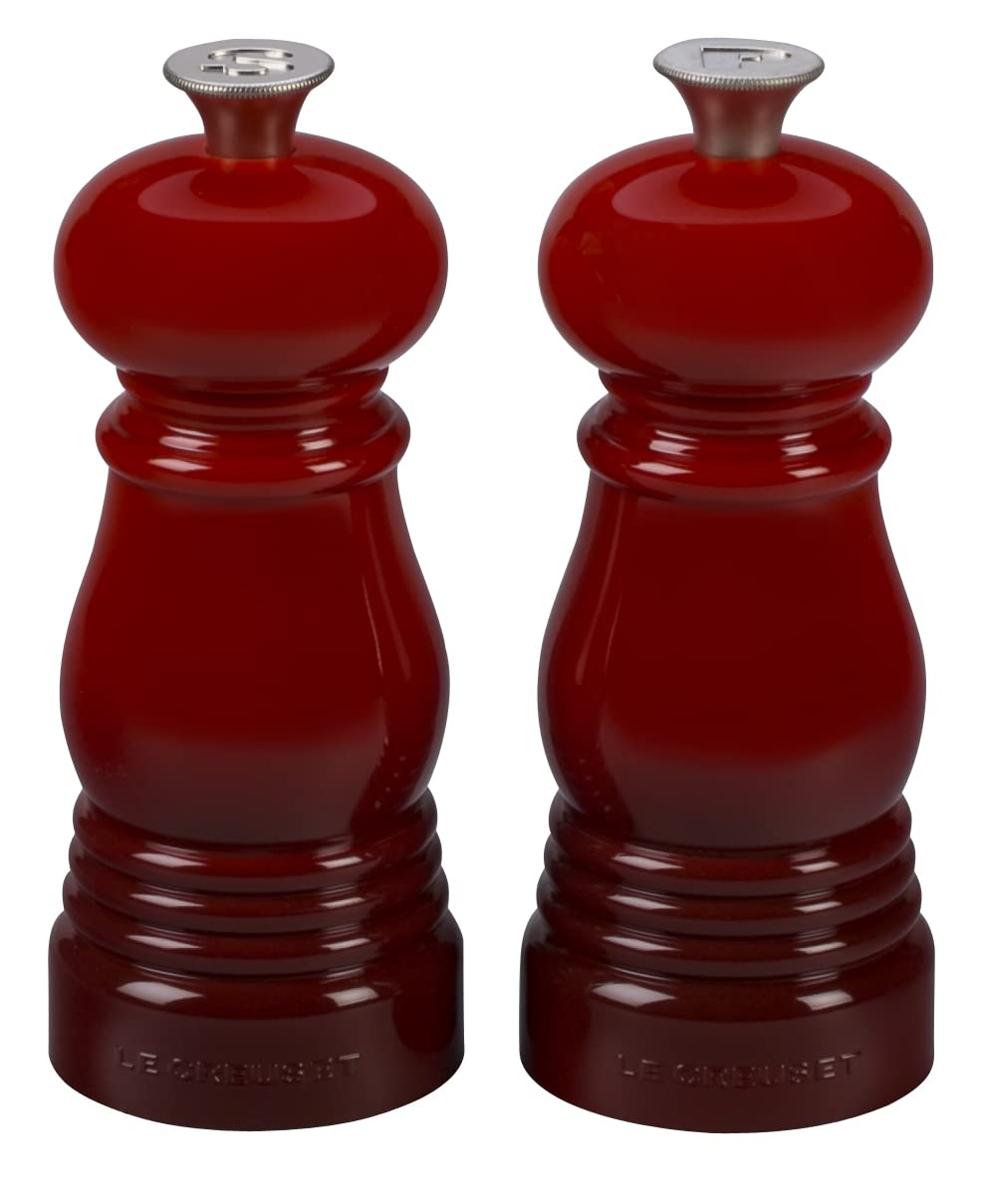Le Creuset Petite Salt And Pepper Mill Set, 5 X 2 Each, Cerise