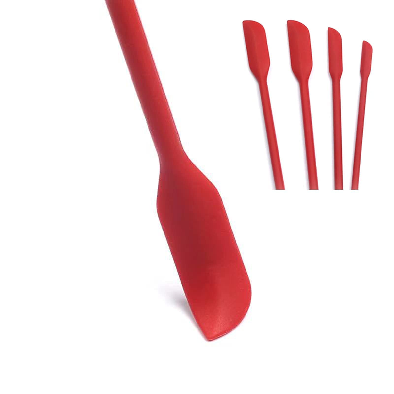 Mini Silicone Spatula Set- Small Rubber Spatula For Makeup- Thin Jar Scraper For Kitchen(4 Pack) (Mix)