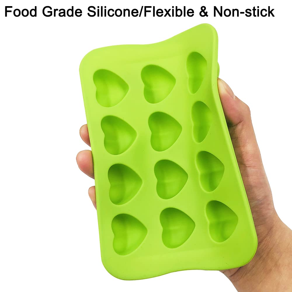 Dakuan Silicone Heart Shaped Molds, 3 Packs 12 Cavities Heart Shaped Silicone Mold For Chocolate Cake Jelly Pudding Handmade Soa