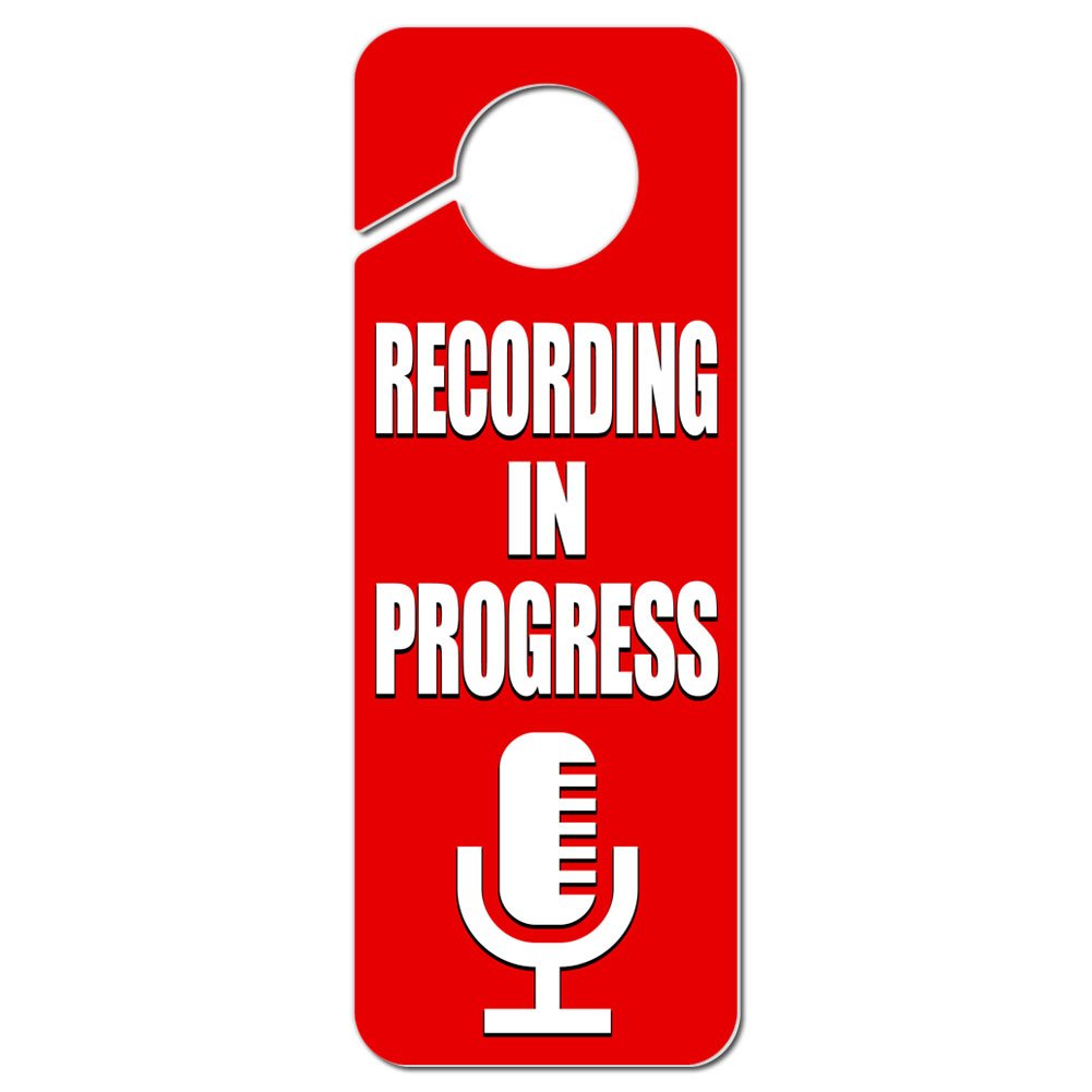 GRAPHICS & MORE Recording in Progress Microphone Plastic Door Knob Hanger Sign