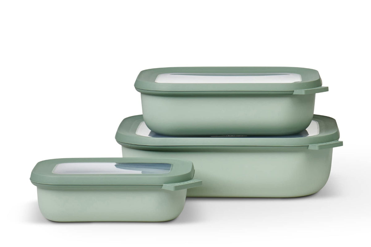 Mepal - Multi Bowl Cirqula Rectangular 3-Part - Food Storage Box With Lid - Airtight Storage Box For Fridge And Microwave - 500