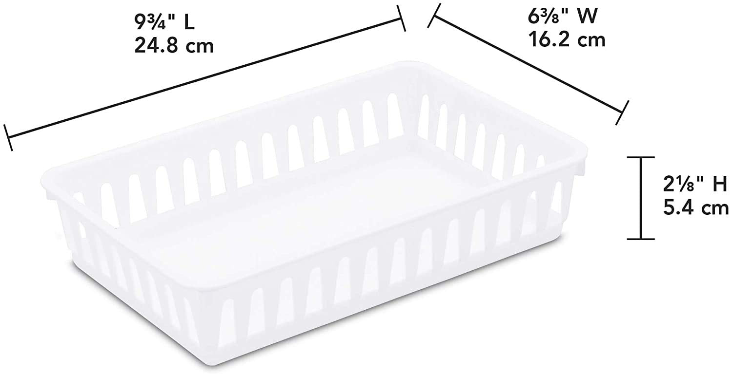 Tribello Plastic Bin Baskets For Organizing, White Storage Tray, Rectangle 9 X 6 X 2 - Pack Of 4 - Made In Usa