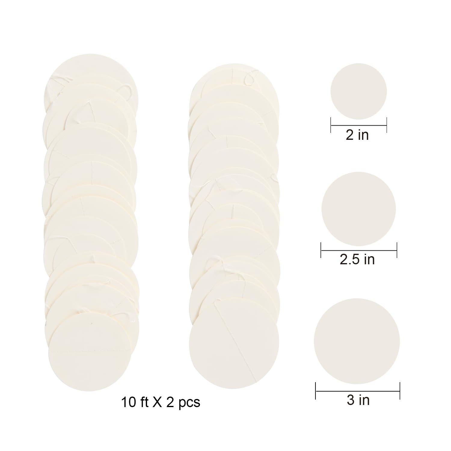 Beige Neutral Party Garland - Multi-Size Circles (3  /2.5  /2  ) for Birthday Wedding Baby Shower, 10ft/Strand with 30 Dots, 2 P