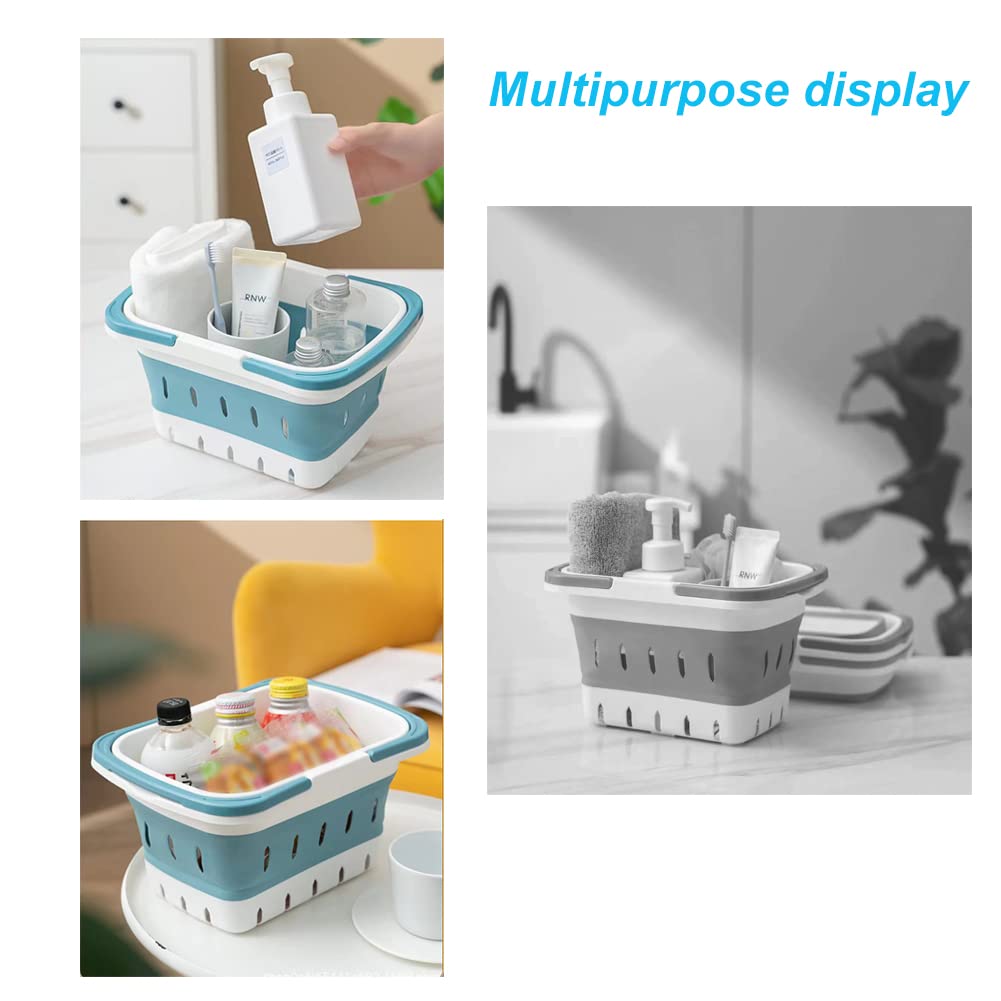 Anniya 2 Pack Portable Plastic Shower Caddy Tote, Collapsible Small Basket With Handles, Box Organizer Bin For Bathroom, Kitchen