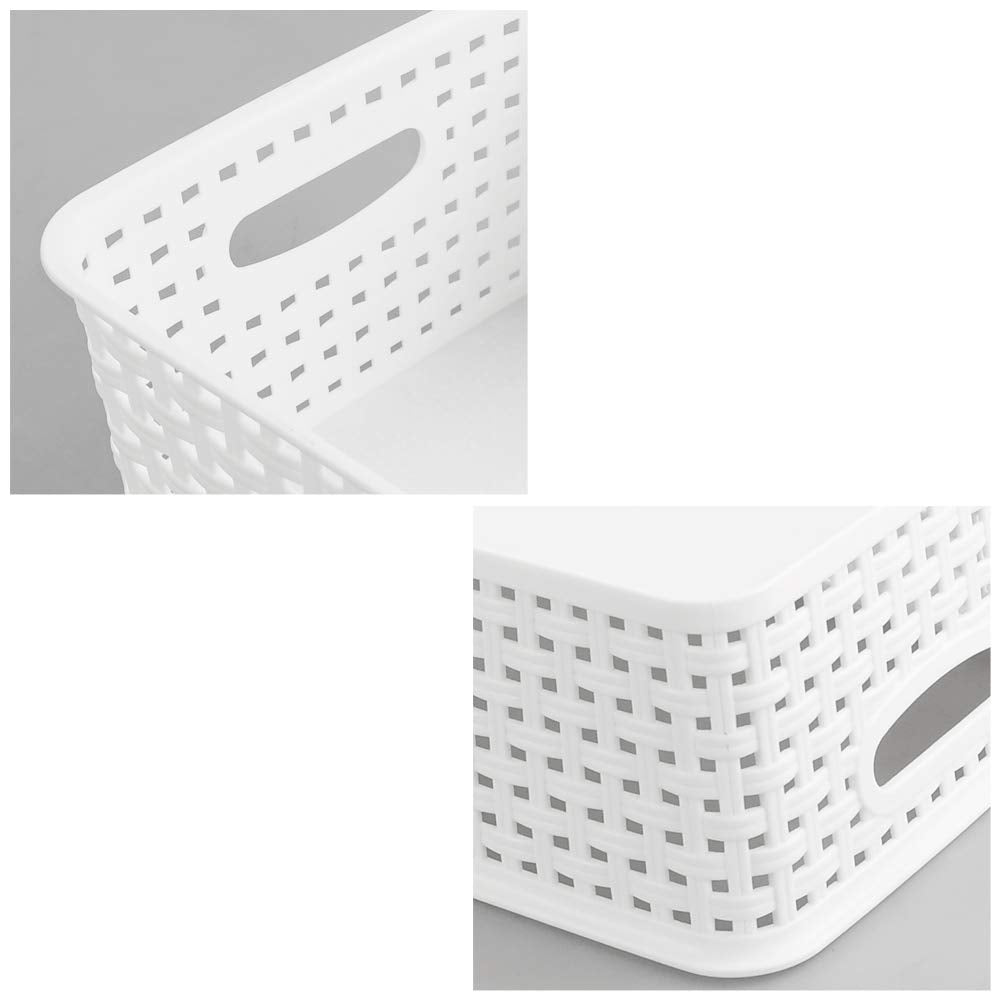 Nicesh 6-Pack White Plastic Small Storage Baskets, 10'' X 7.7'' X 4''
