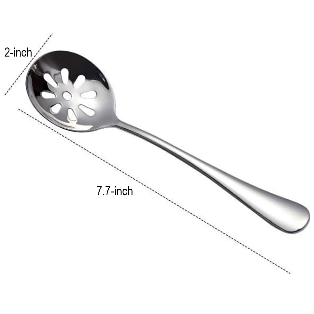 Goeielewe 2-Pack Soup Slotted Serving Spoon 7.7-Inch Stainless Steel Colander Spoon For Buffet, Dinner, Restaurants, Kichen (Slo