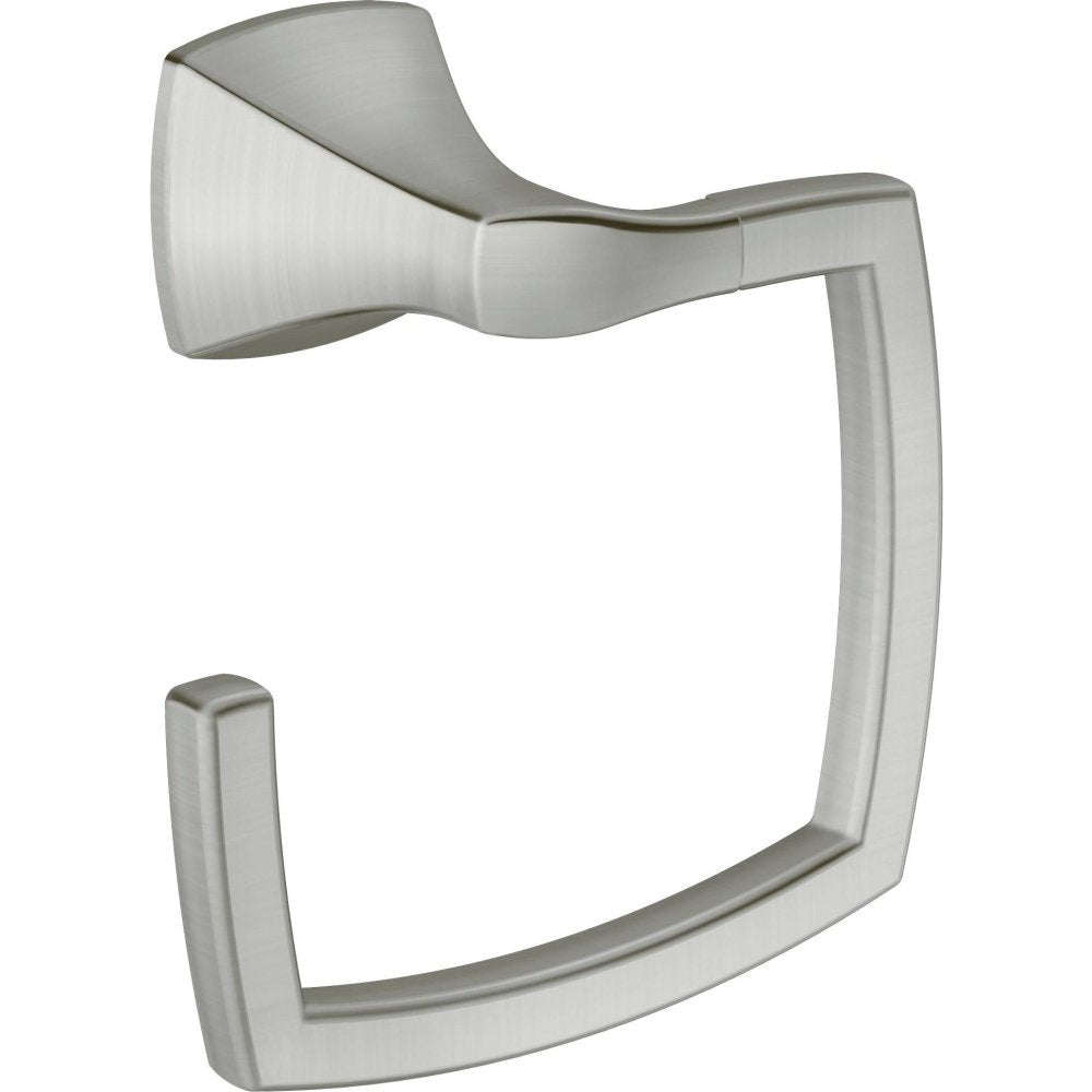 Moen Voss Collection Brushed Nickel Bathroom Hand Towel Ring, Wall Mounted Open Towel Ring, Yb5186Bn