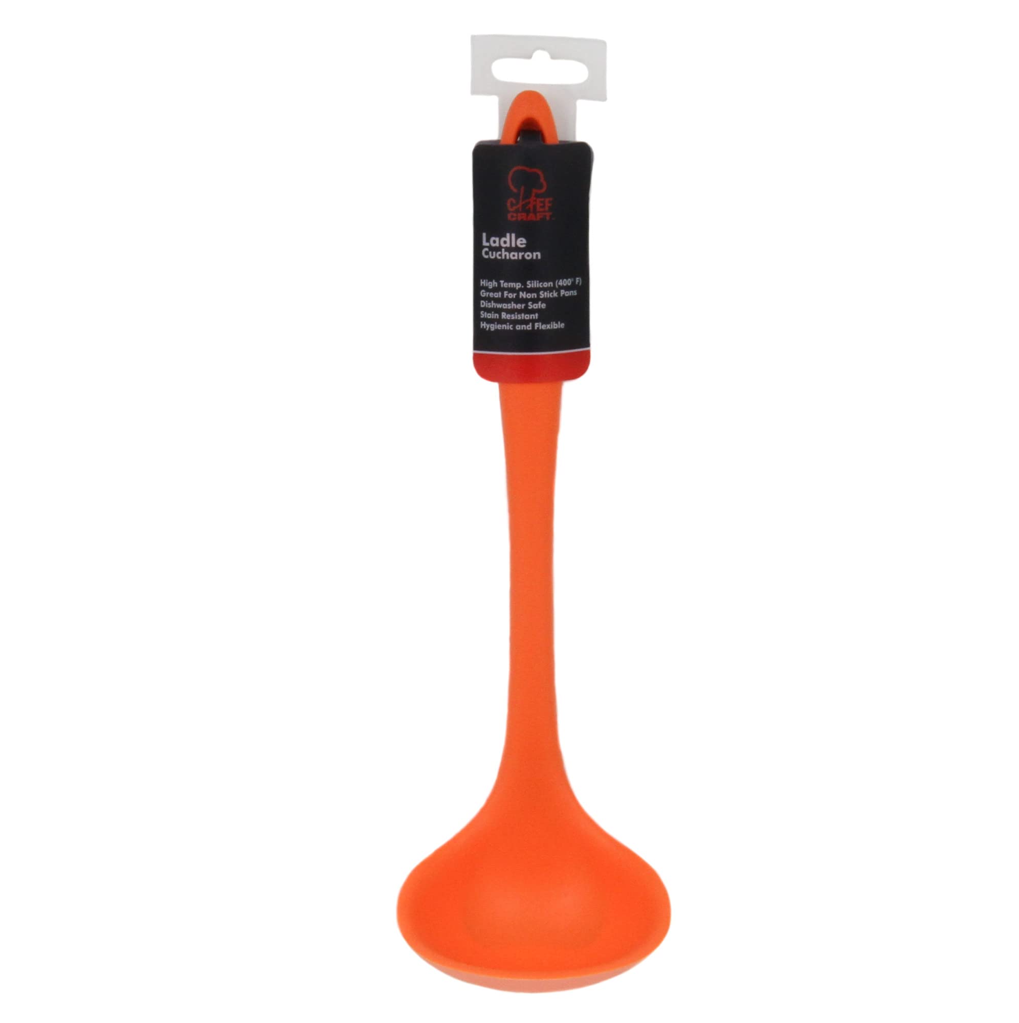 Chef Craft Premium Silicone Cooking Ladle, 11.25 Inch, Orange