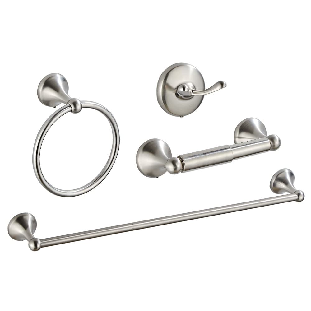 4 Piece Bathroom Accessory Set(Adjustable Towel Bar, Towel Ring, Toilet Paper Holder,Towel Hook), Wall Mounted Bathroom Hardware