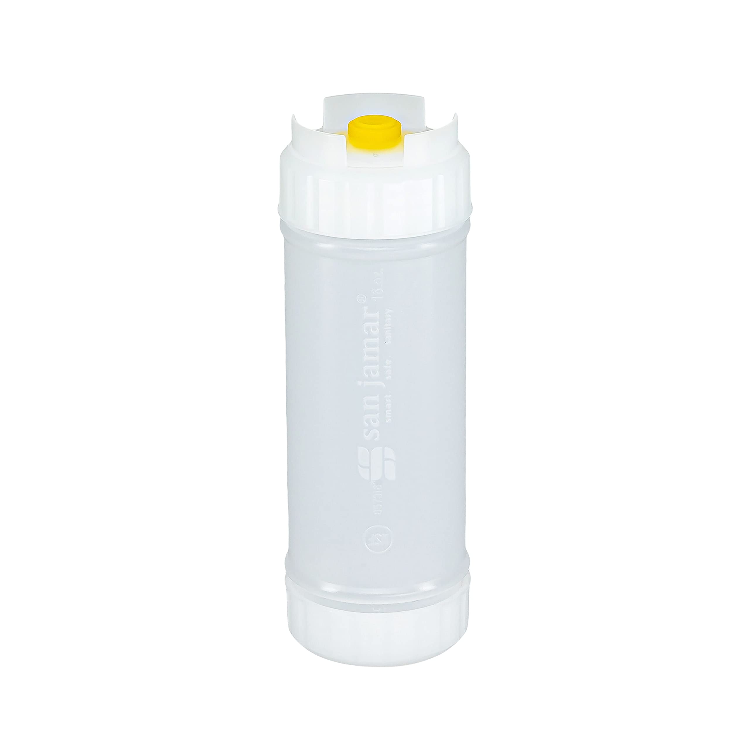 San Jamar Ez Kleen Plastic Sauce Bottle With Medium Valve For Standard Sauces And Dressings, 16 Ounces, White, (Pack Of 12)