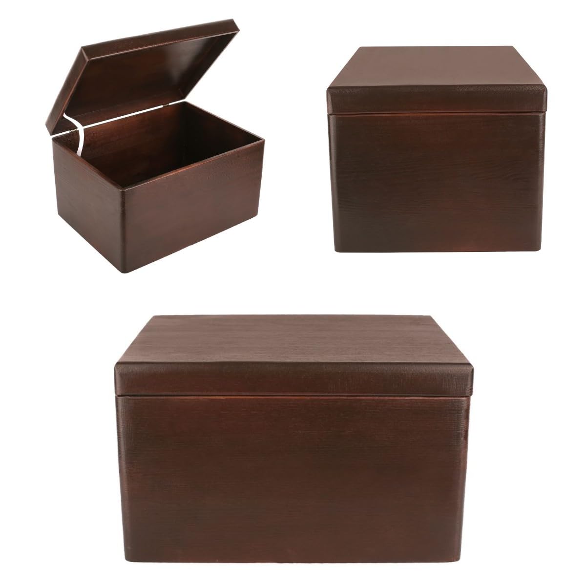 Creative Deco Large Brown Wooden Box Storage with Hinged Lid | 15.8 x 11.8 x 9.44 inches (+-0.5) | Gift Box Kitchen Storage Docu