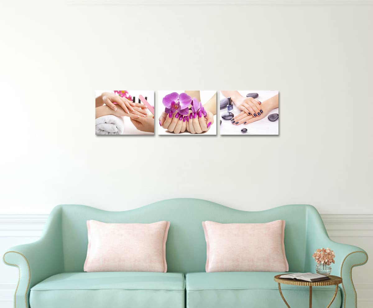 Homeoart Nail Room Decor Manicure Canvas Wall Art Fashion Woman Makeup Room Wall Decor Nail Salon Decoration Spa Room Decor Fram