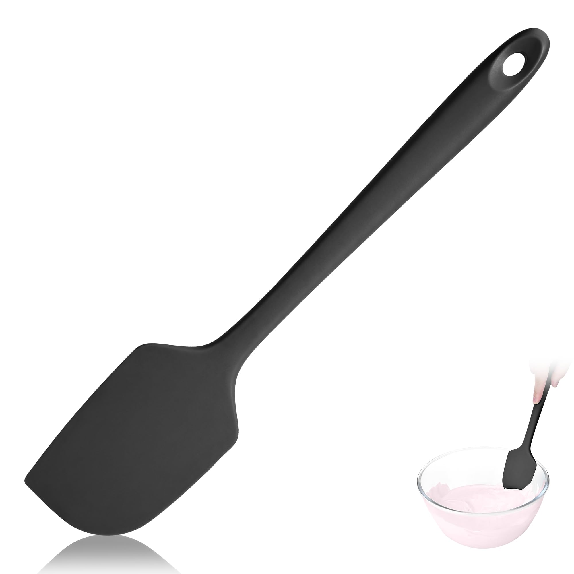 Lilybeam 600F Heat Resistant Large Silicone Spatula for Baking, Black