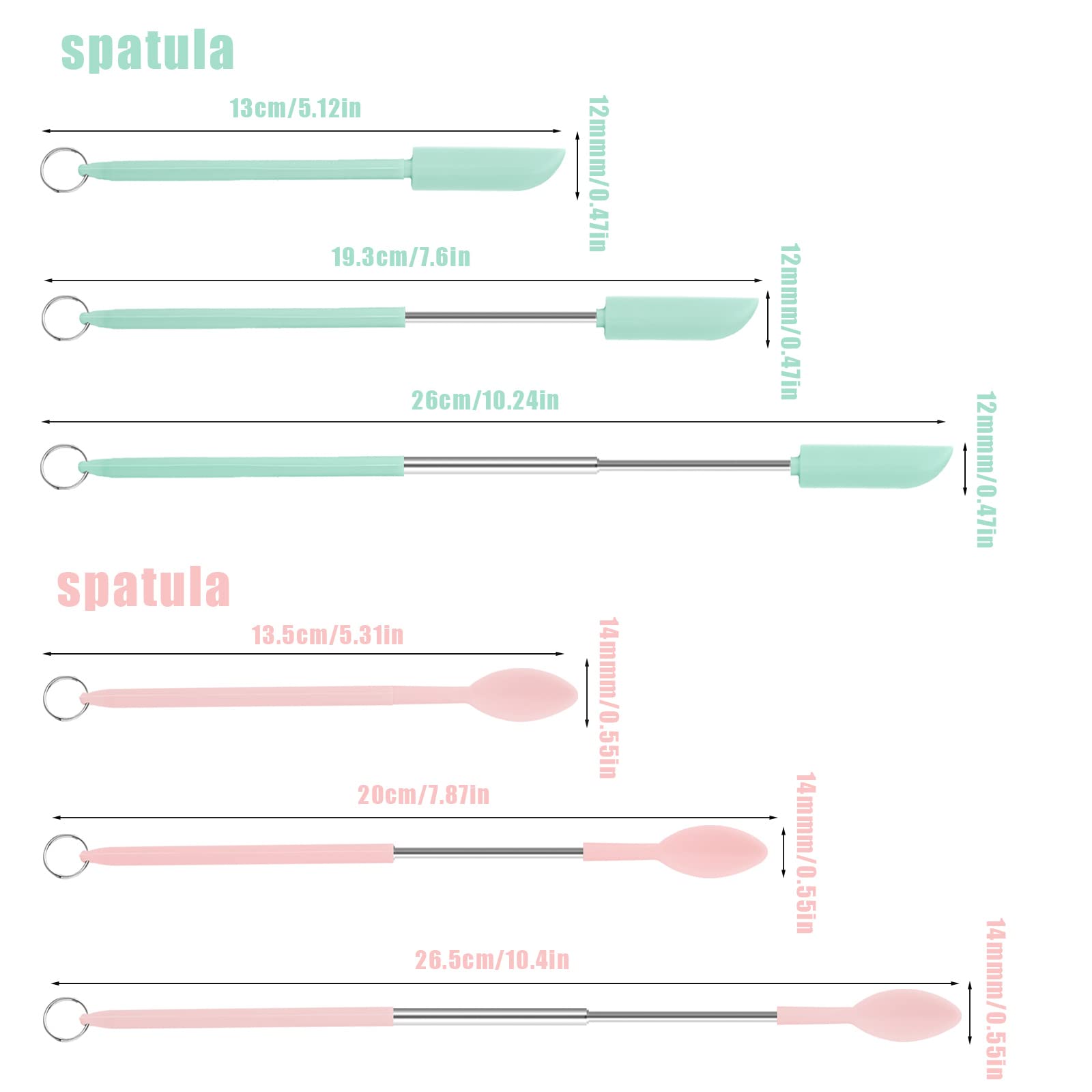 Kinbom Spatula And Spoon Sets Silicone, 2Pcs Telescopic Spatula 2Pcs Scooping Spoon Silicone Spatula Sets With Hanging Buckle Te