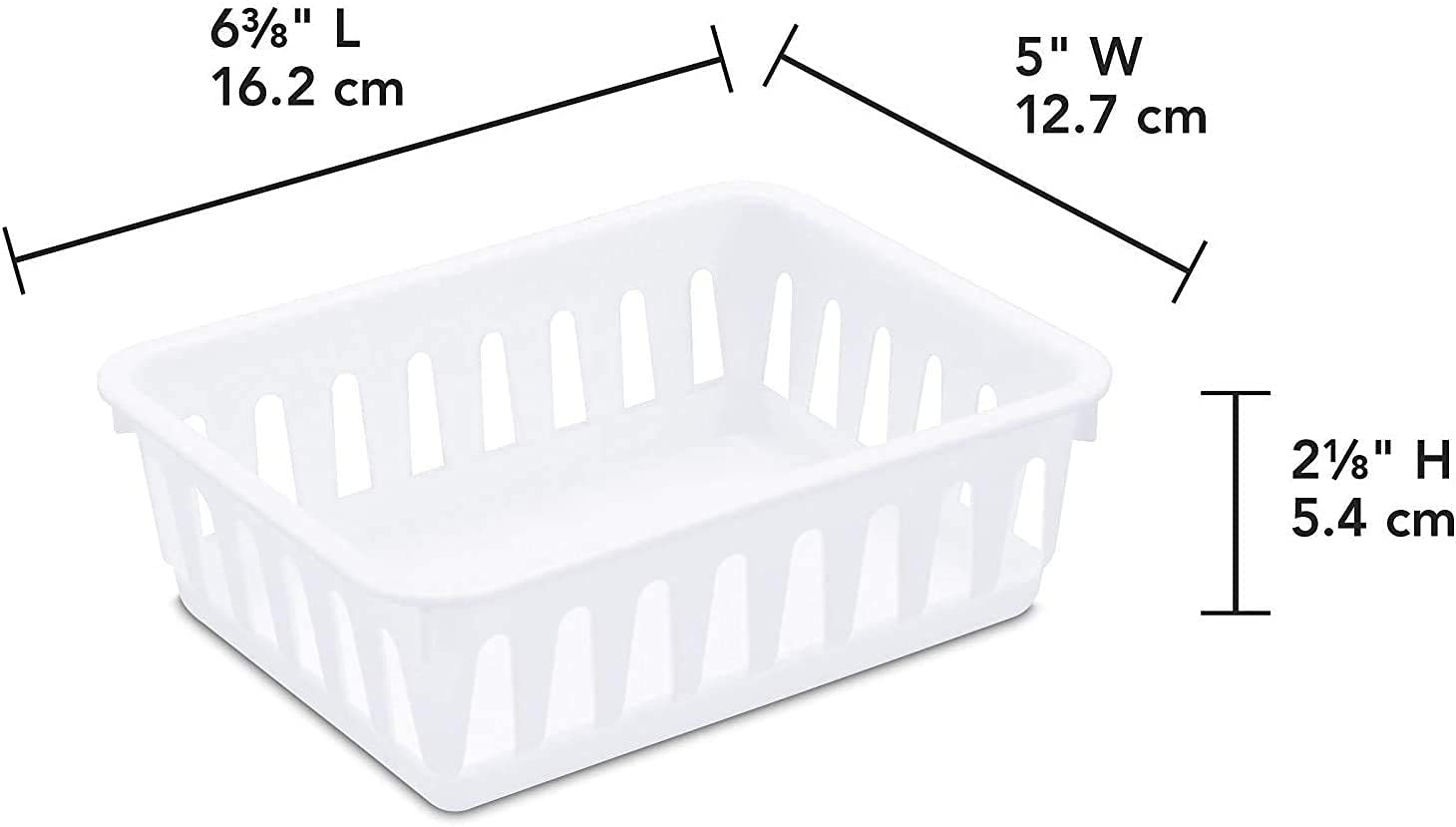 Tribello Mini Plastic Baskets For Organizing, White Drawer/Closet Storage Tray, Size 6 X 5 X 2 - Pack Of 6 - Made In Usa