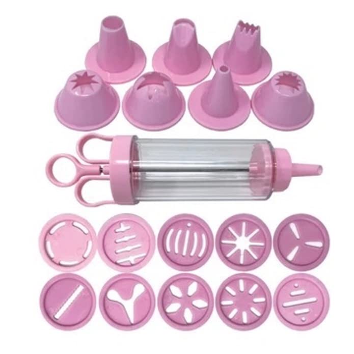 Handy Housewares 19Pc Cookie & Cake Decorating Set - Includes Frosting Syringe, Cookie Stencil Caps And Decorating Tips - Random