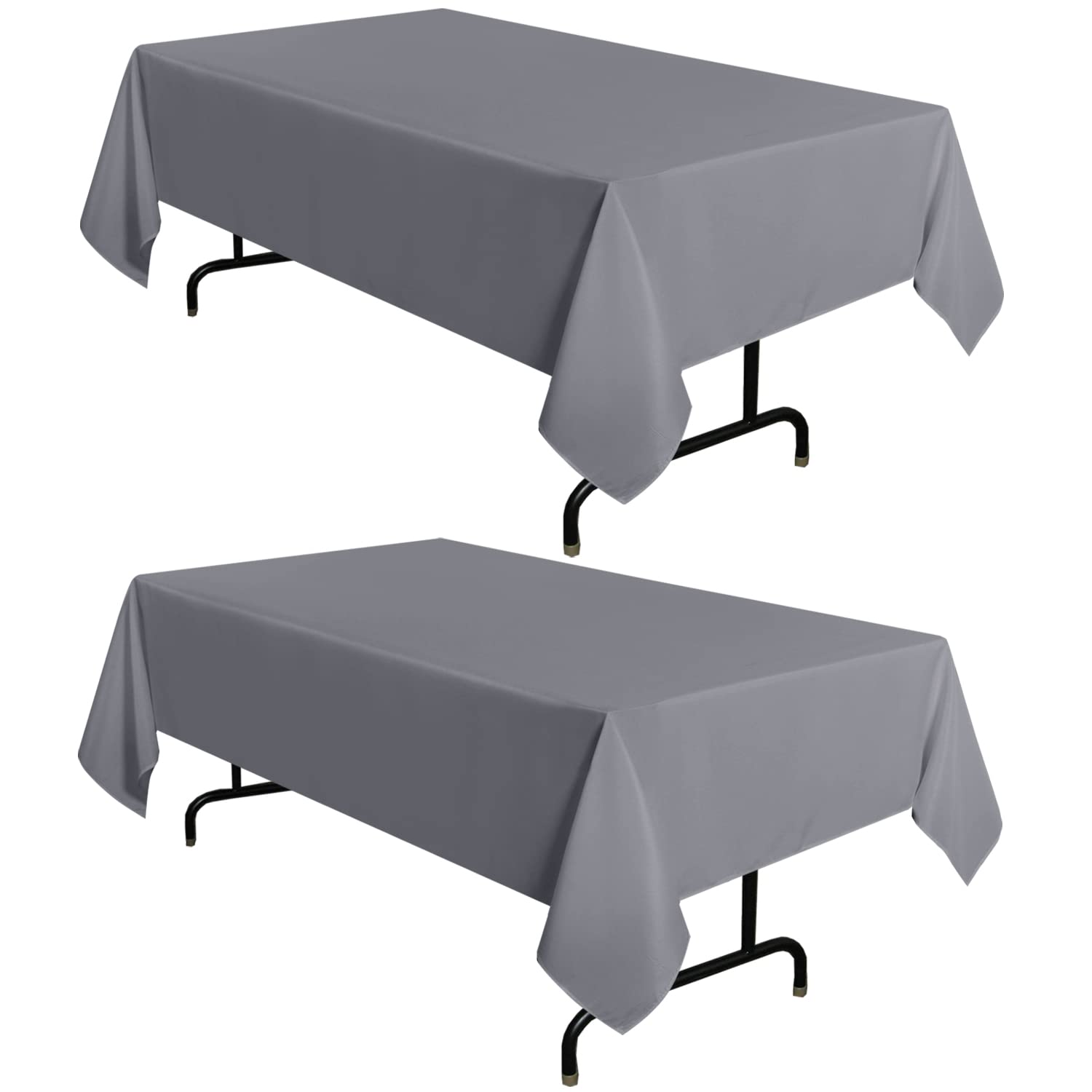 Sancua 2 Pack Light Grey Tablecloth 54 X 78 Inch, Rectangle 4 Feet Table Cloth - Stain And Wrinkle Resistant Washable Polyester