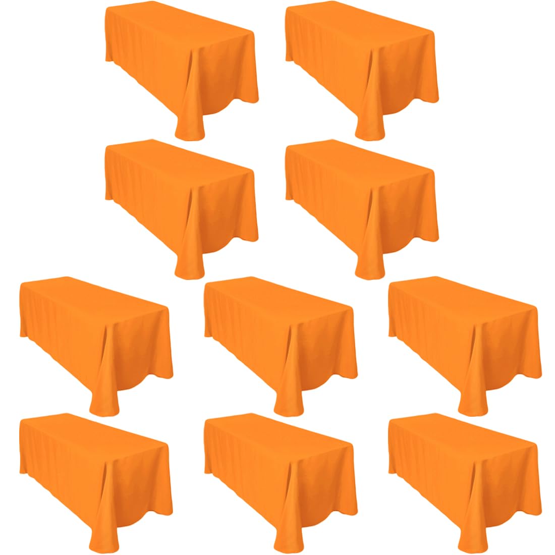 Ltc Linens Bulk 10-Pack Rectangular Tablecloths 90 In X 156 In With Rounded Corners - Orange Table Covers For 8 Ft Table Floor-L