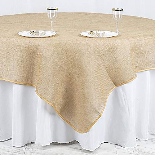 Balsacircle 90X90-Inch Natural Brown Burlap Table Overlays - Wedding Reception Party Catering Table Linens Decorations