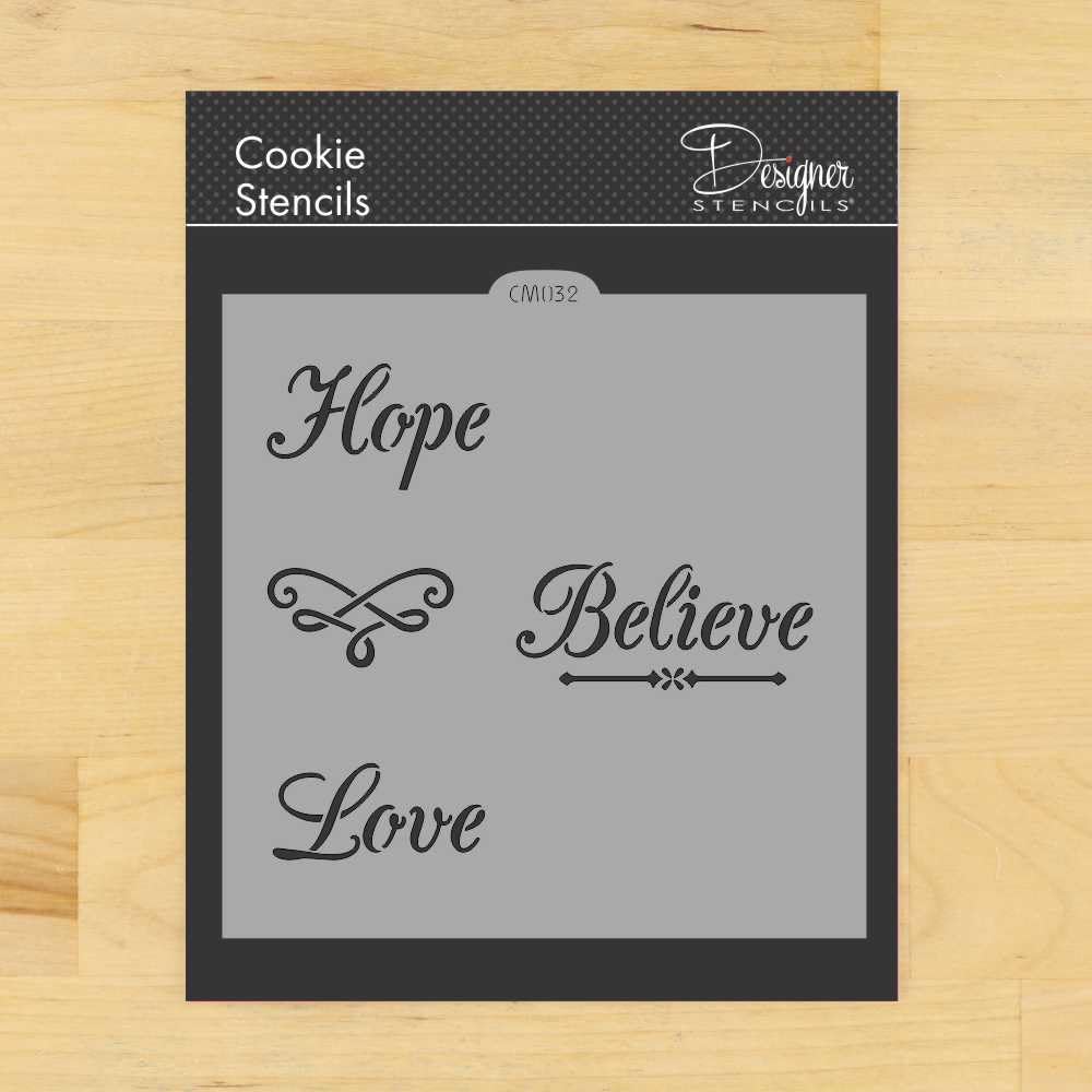 Hope, Believe, Love Cookie And Craft Stencil By Designer Stencils