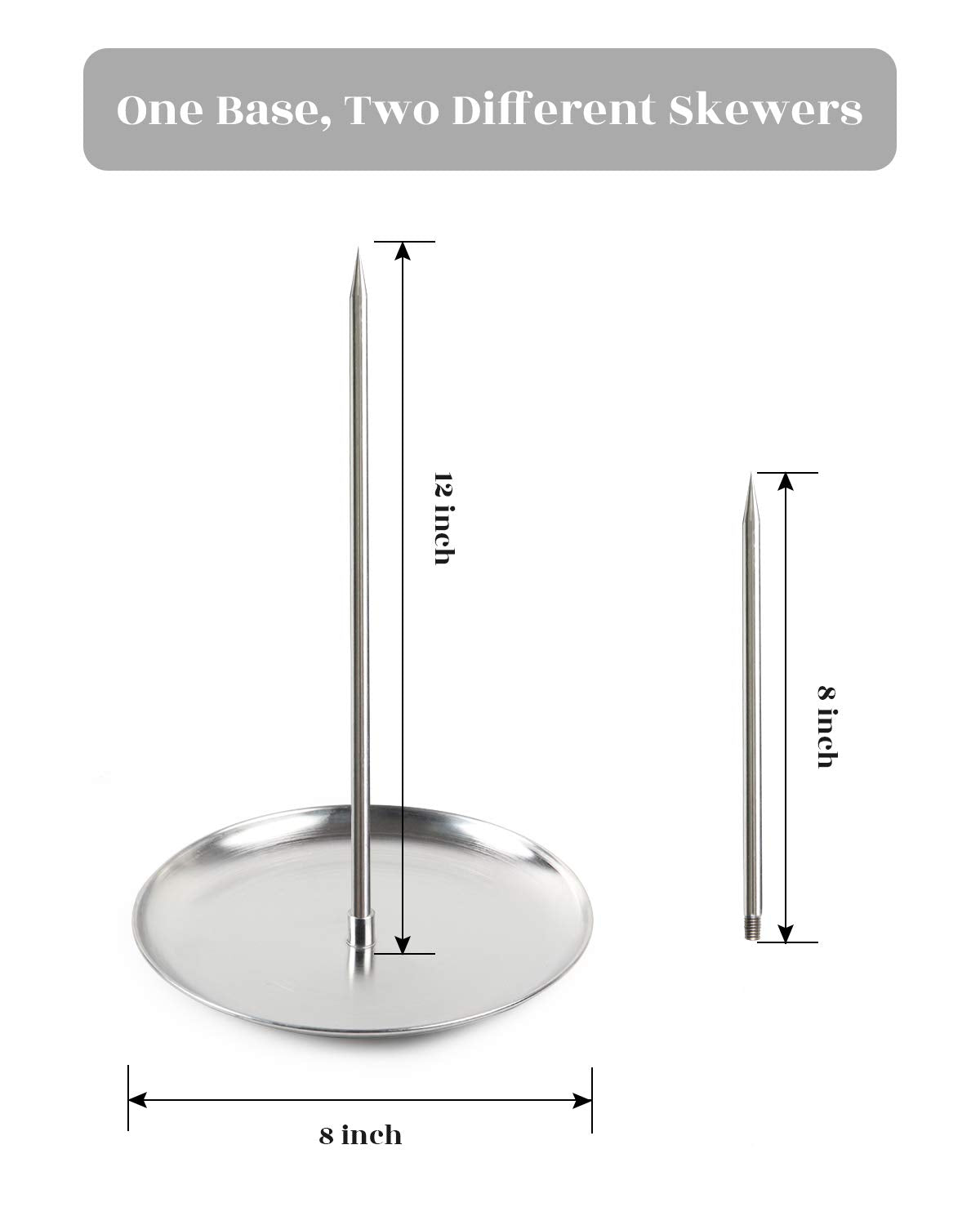 Vertical Skewer Brazilian Barbecue Skewer Stand Stainless Steel Removable Grilling Meat Spit For Roasting Meat Steak Whole Chick