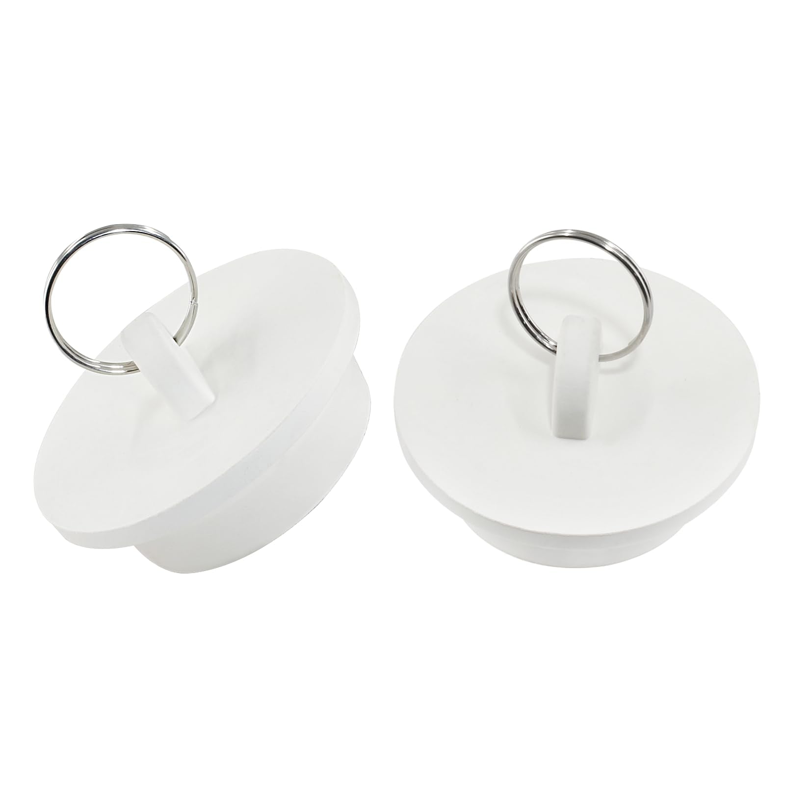 Lifcratms 2Pcs White Rubber Drain Stoppers, 1-5/8 Inch Rubber Sink Plug Sink Stopper Drain Plug With Hanging Ring For Kitchen La