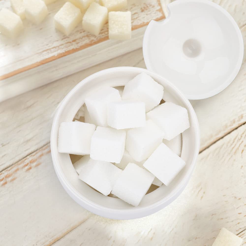 Swetwiny Ceramic Sugar Bowl With Lid And Spoon, Porcelain Salt Storage Jar, White Seasoning Container For Home And Kitchen, 7 Ou