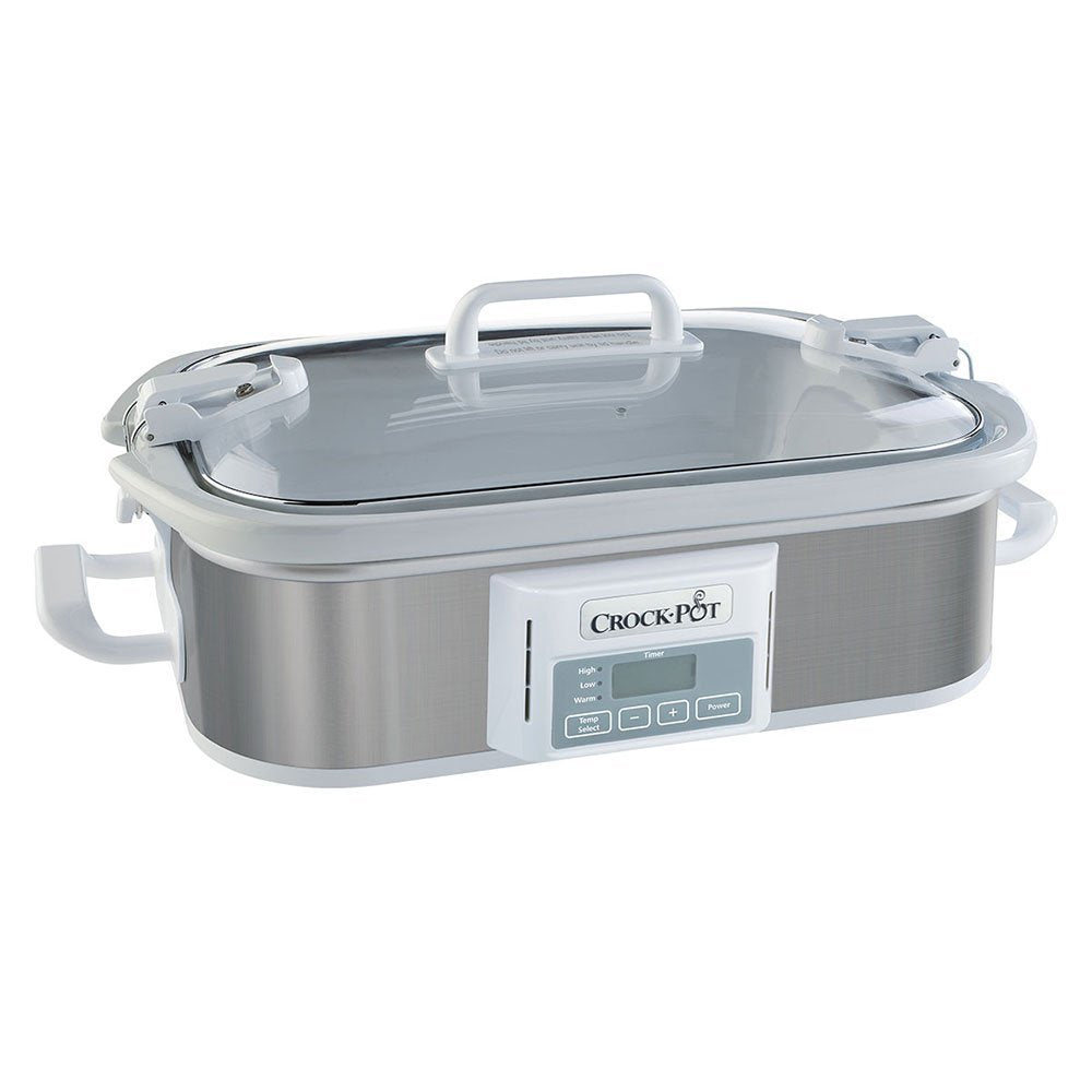 Crockpot Small 3.5 Quart Programmable Casserole Slow Cooker With Timer, Food Warmer, Stainless Steel (Sccpccp350Ss)